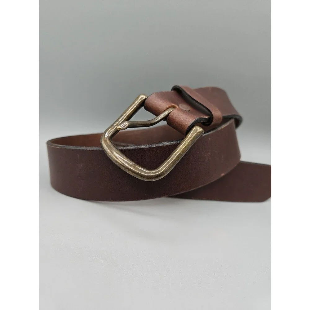 Men's Brown Italian Calf Belt Made in USA Brass Buckle 38 1.5